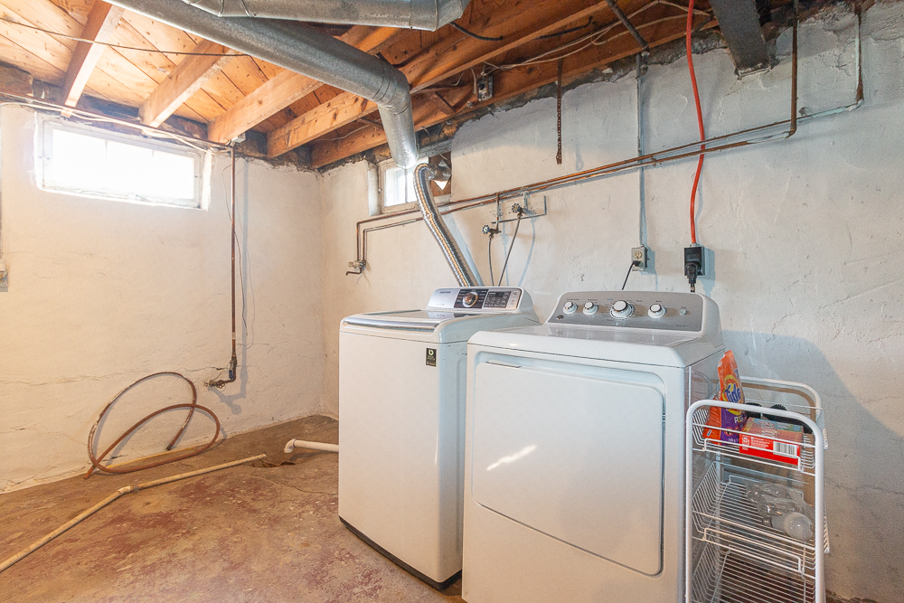 Keep your clothes fresh with the home's full-size washer and dryer.