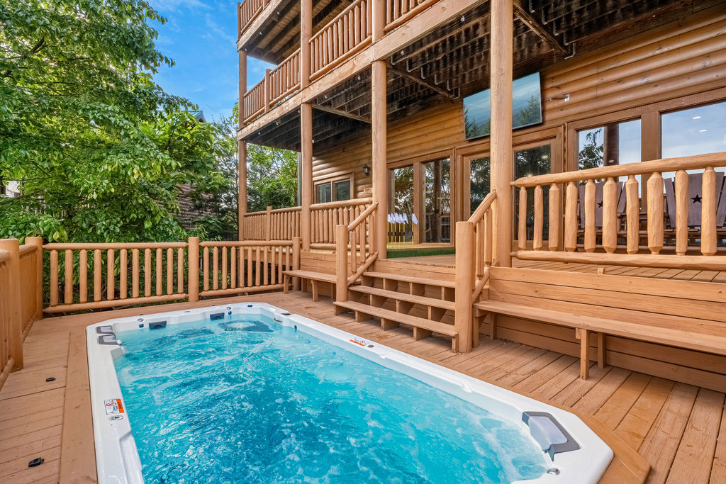 Take a relaxing dip in the private swim spa&mdash;perfect for soaking in the views and unwinding year-round.