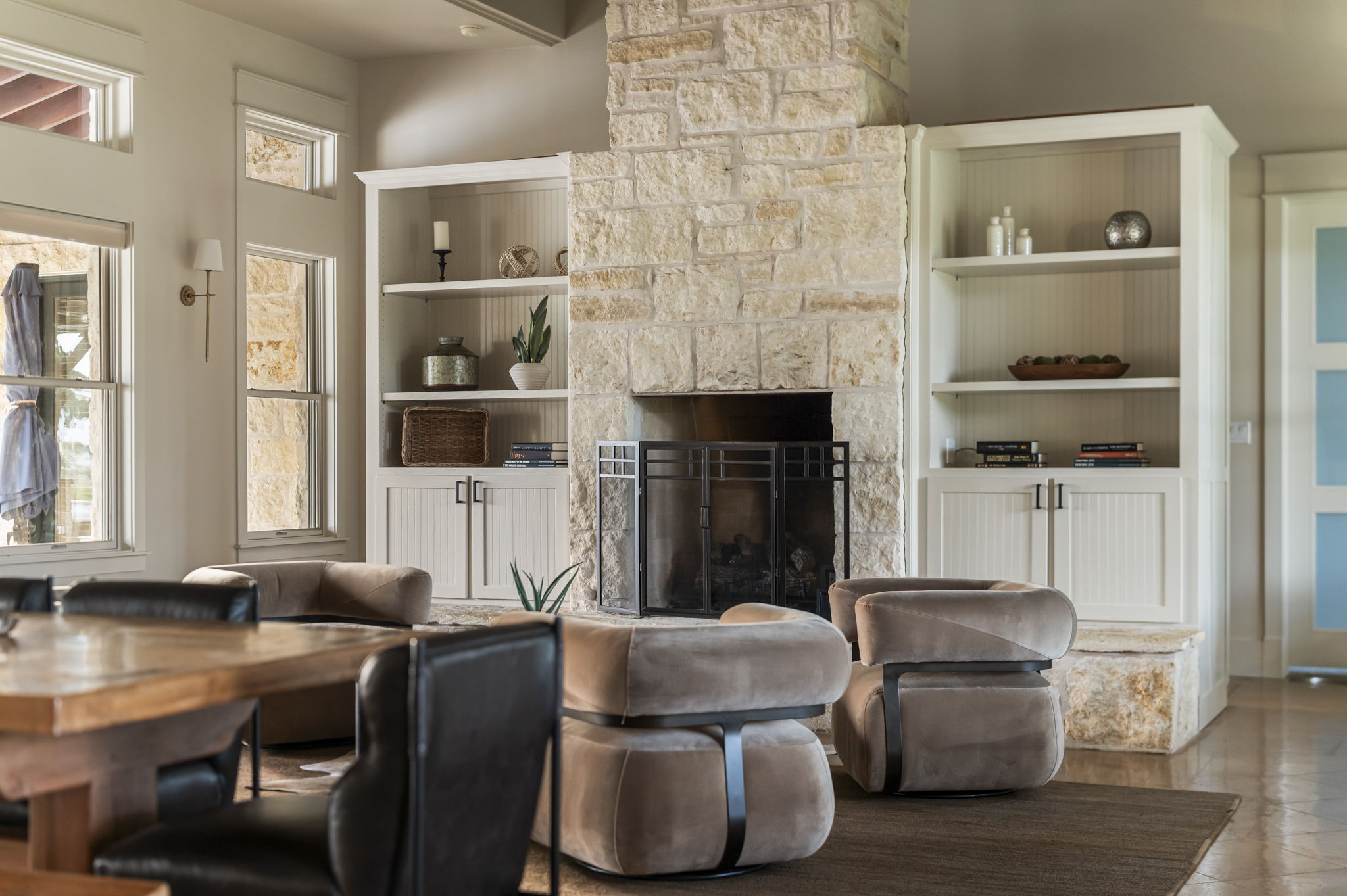 The indoor fire pit is decorative only and not for use due to safety reasons.