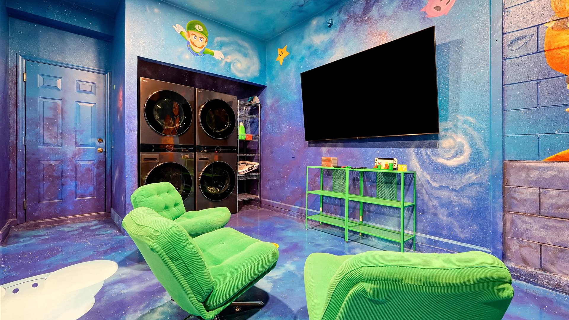 Mario Galaxy Games Room: Challenge the family to pool or air hockey surrounded by colourful, hand-painted Mario characters.