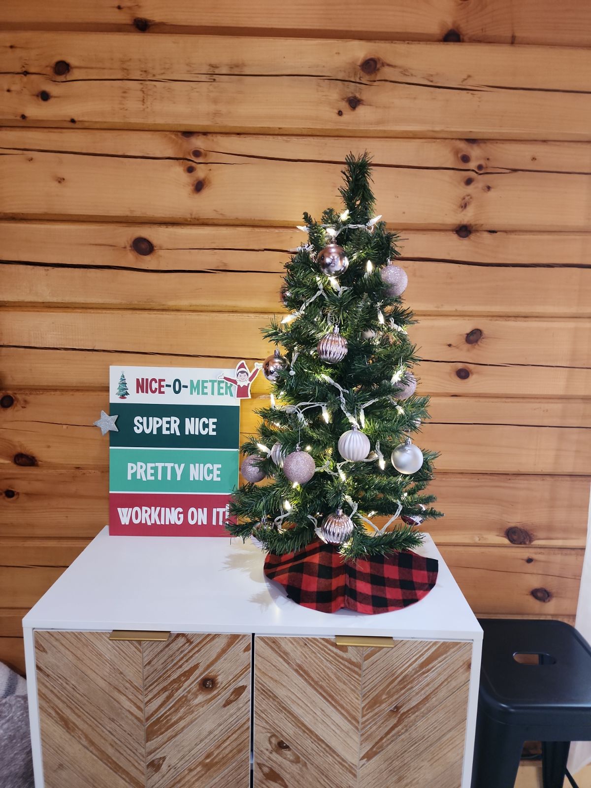 A tabletop tree for some holiday spirit.