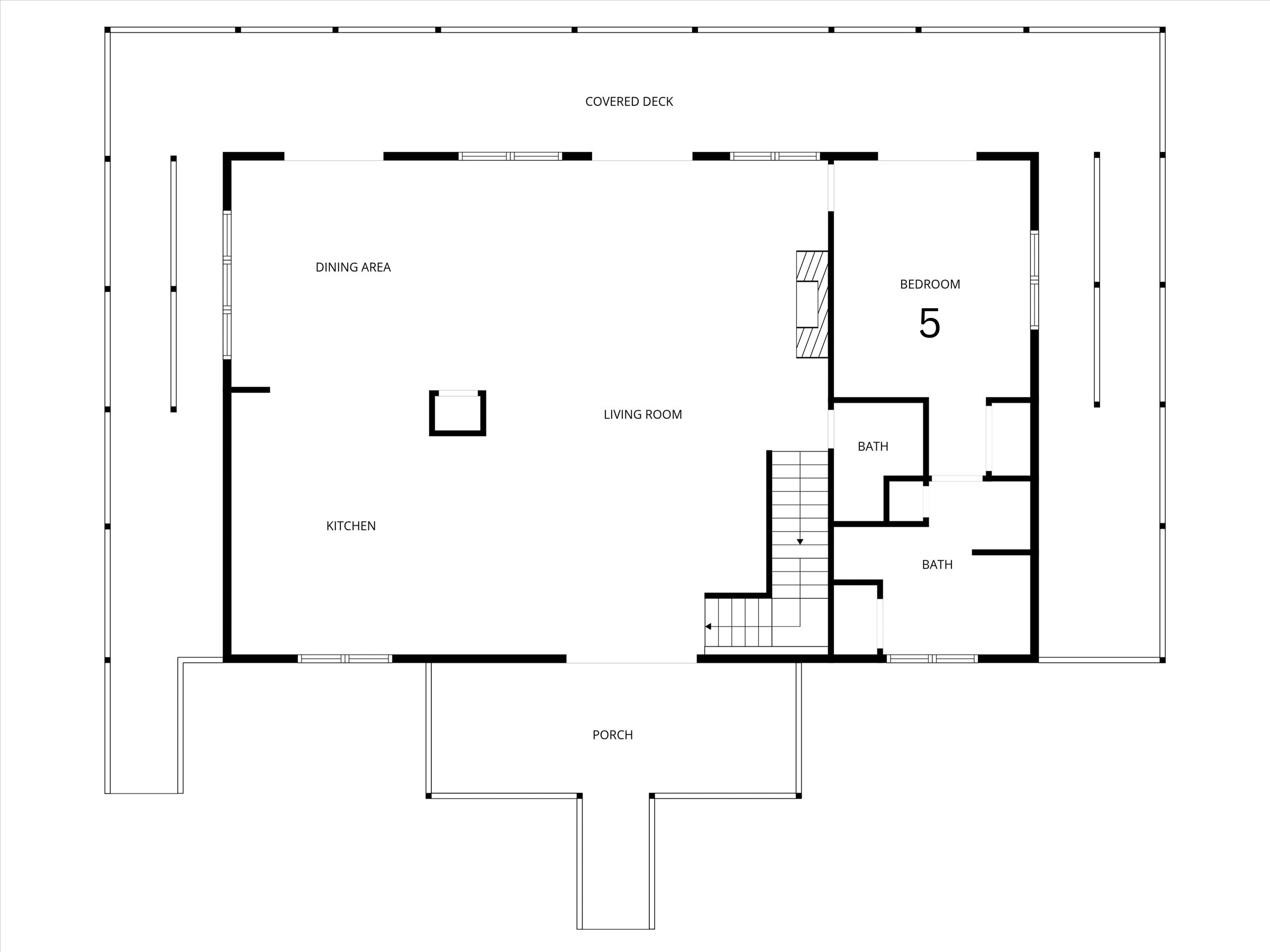 Main Floor:  has a handicap accessible king bedroom/bathroom, a large kitchen, dining room, and family room
