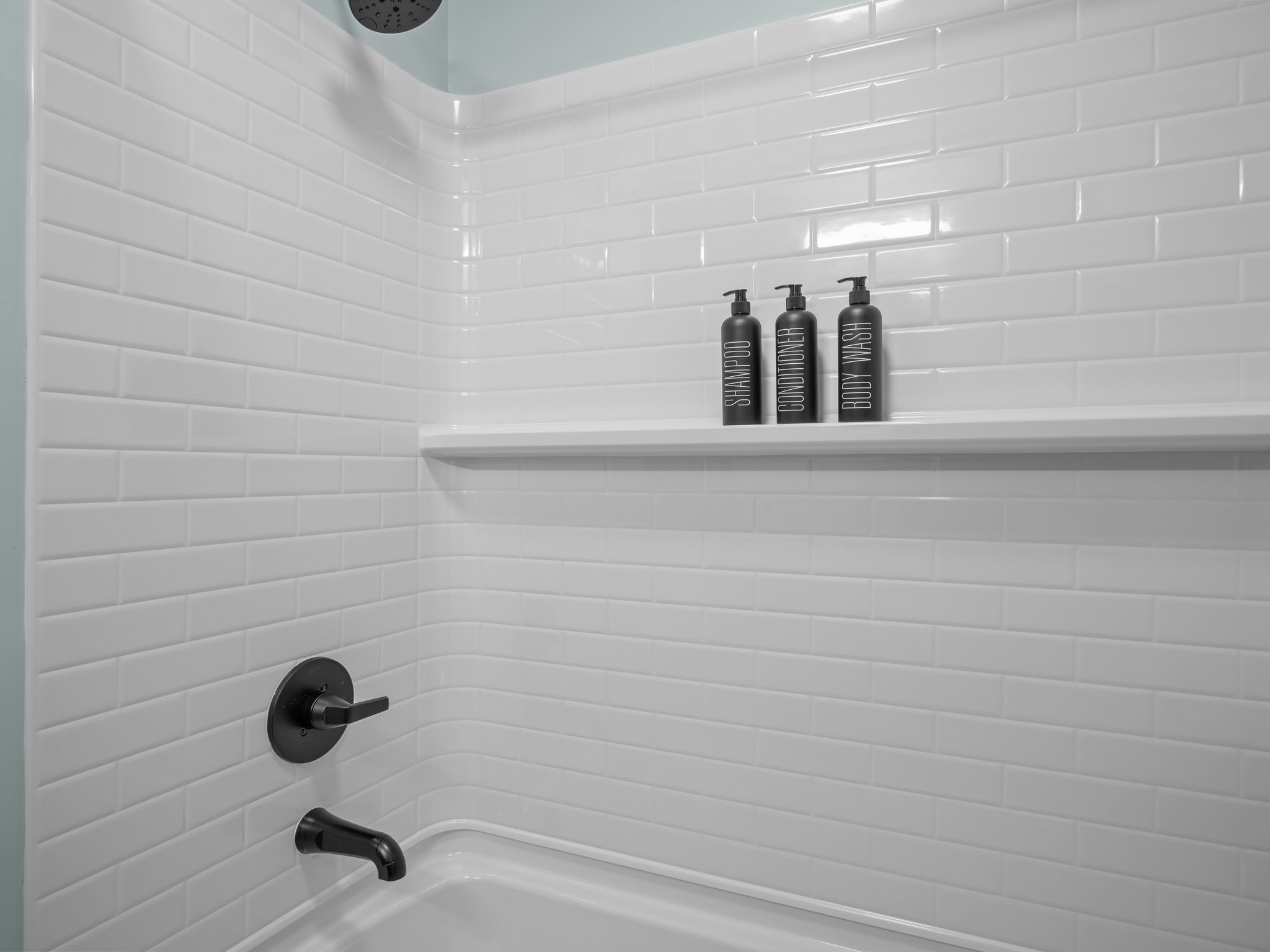 Shower with tub in guest bathroom
