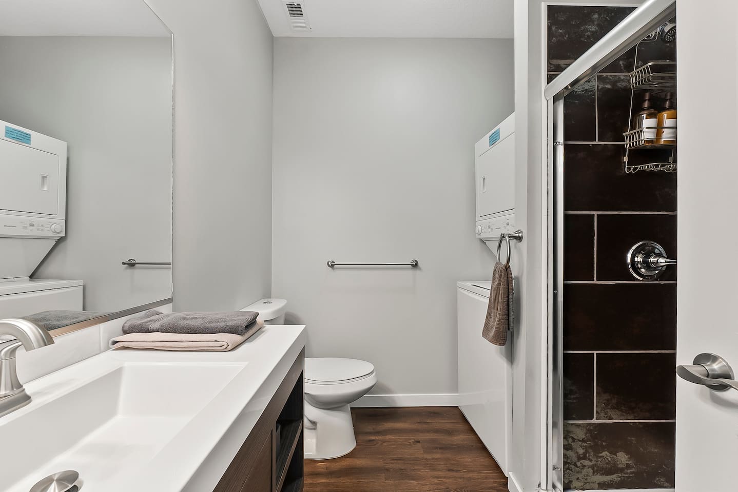 Freshen up your wardrobe in our convenient laundry area — the perfect spot to keep your clothes clean and fresh during your stay!