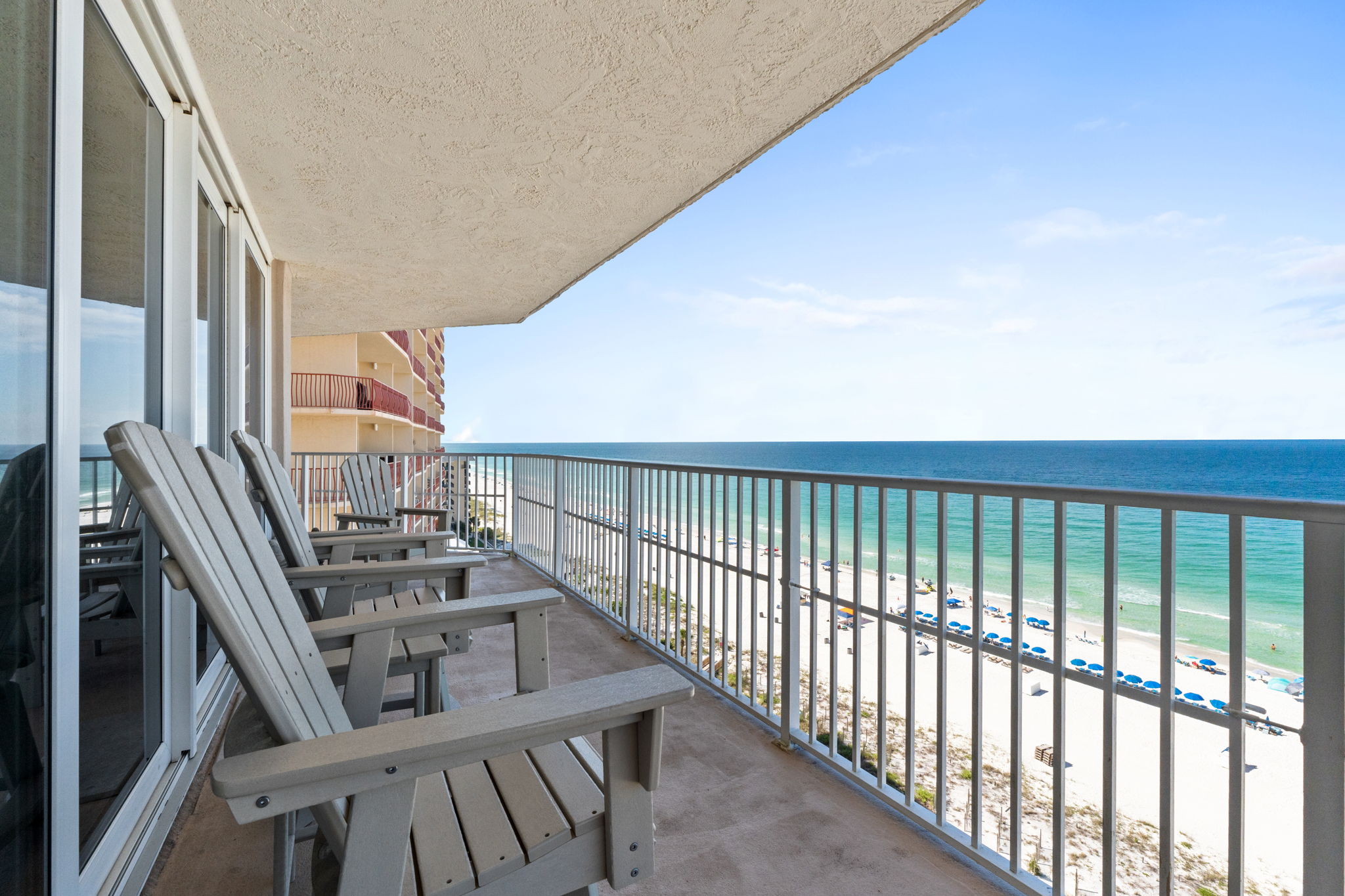 Beach View from Large Balcony with outdoor seating