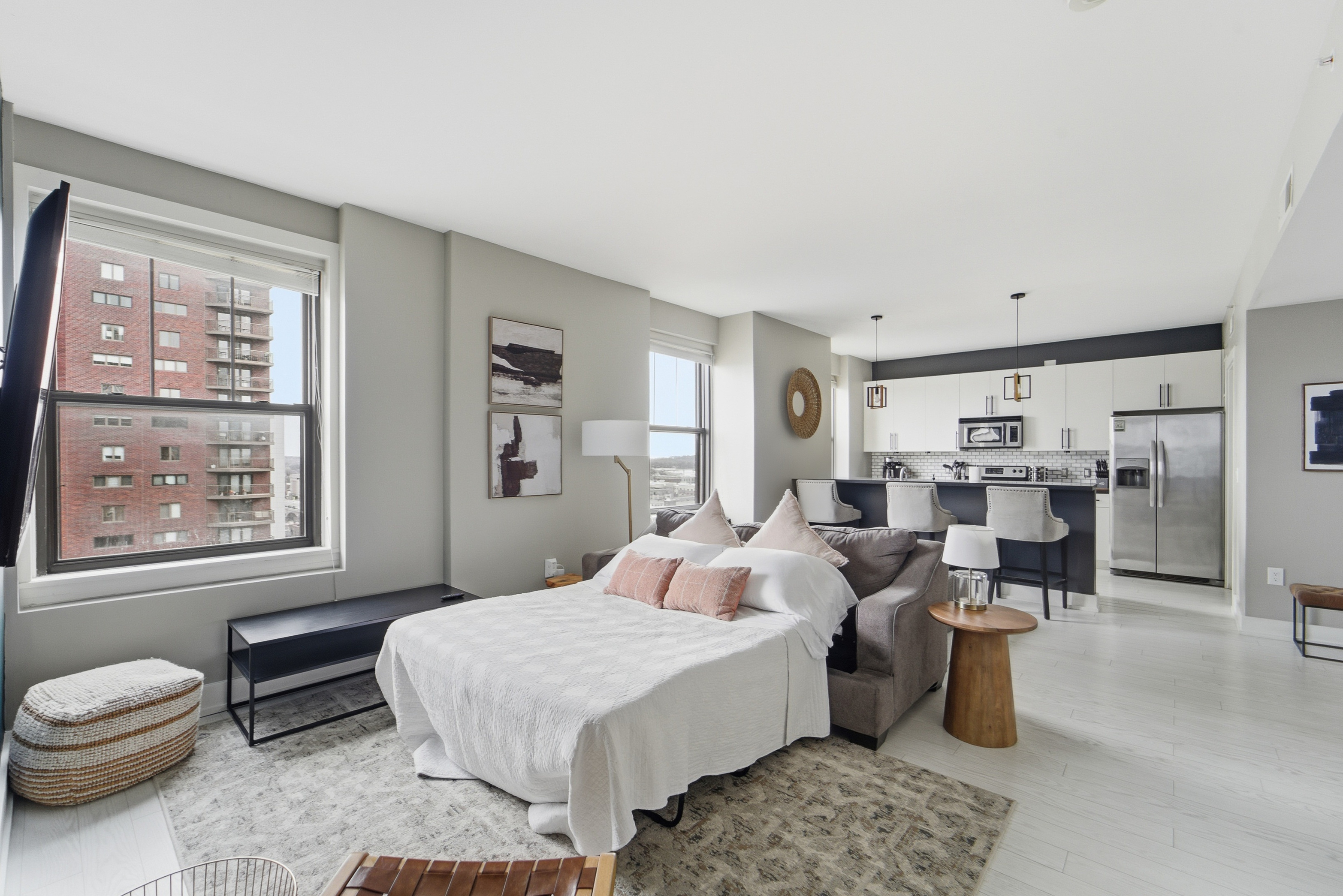 Having a slumber party? With a queen size pullout couch and air mattress, there is plenty of space to sleep 4 people.