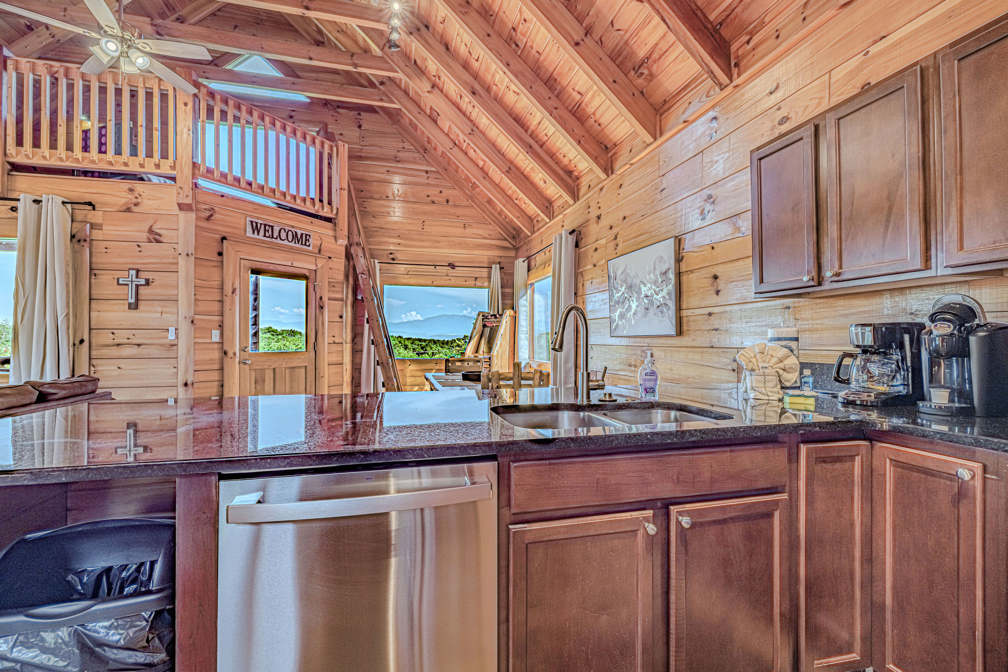 Kitchen goals with a view! Ready for your culinary adventures.