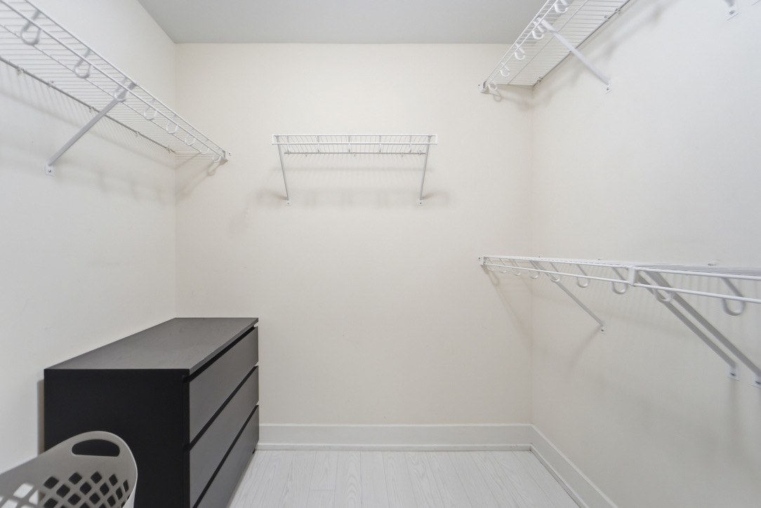 Walk-in closet off the bedroom provides ample storage for luggage and any extras you want to store away.