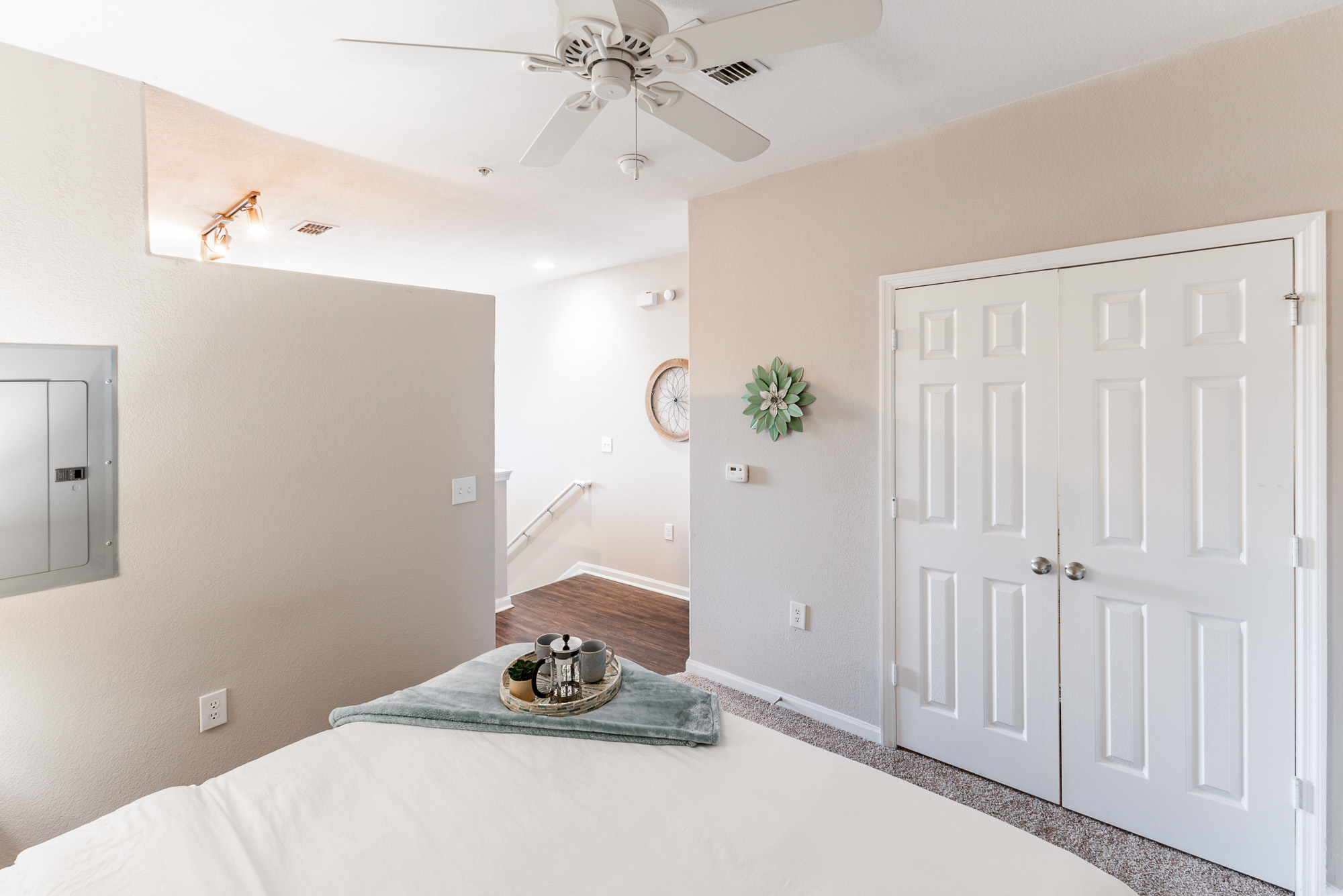 access from bedroom to living room and downstairs