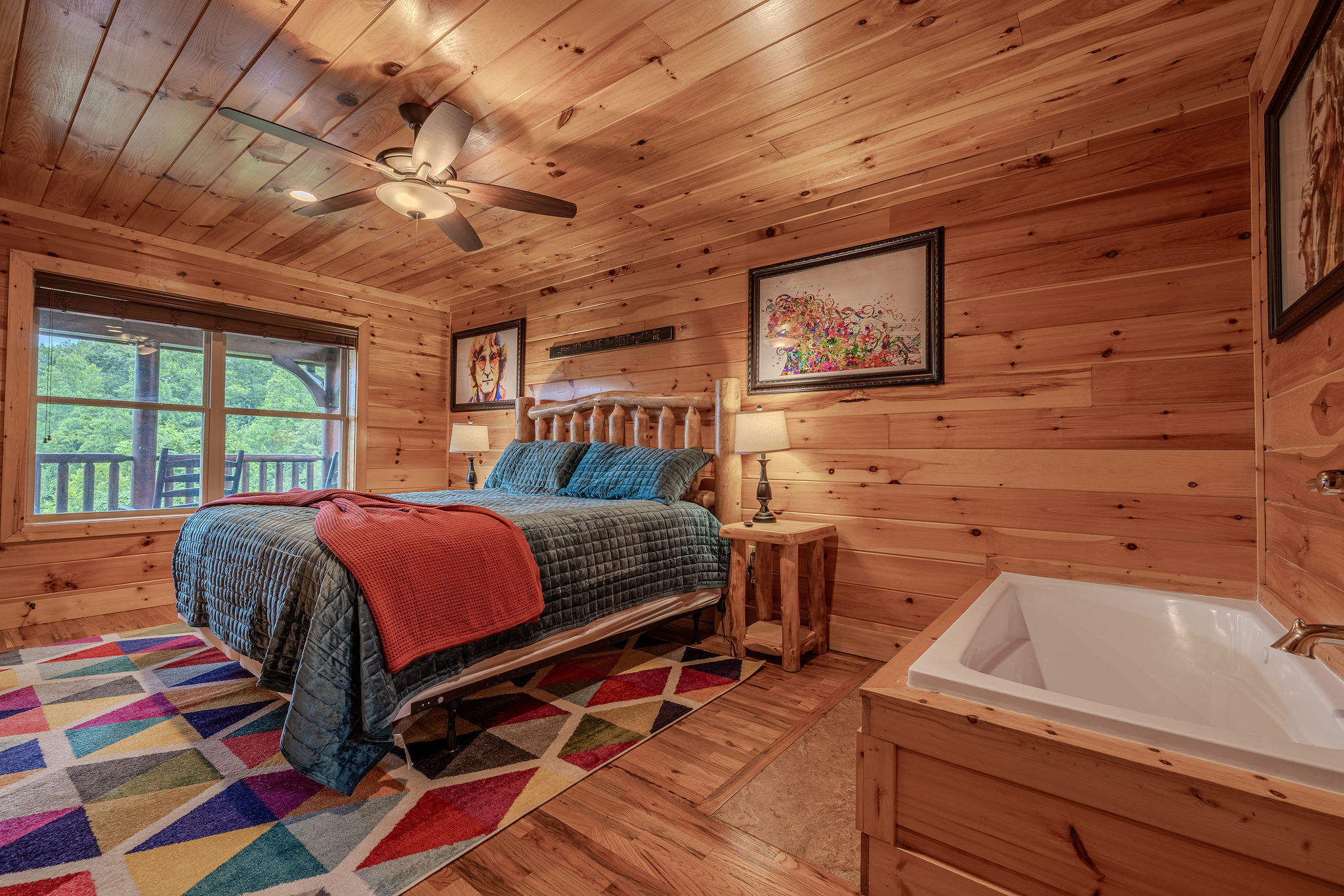 This premier suite includes a king bed, private bathroom, Smart TV, and a relaxing jacuzzi tub.
