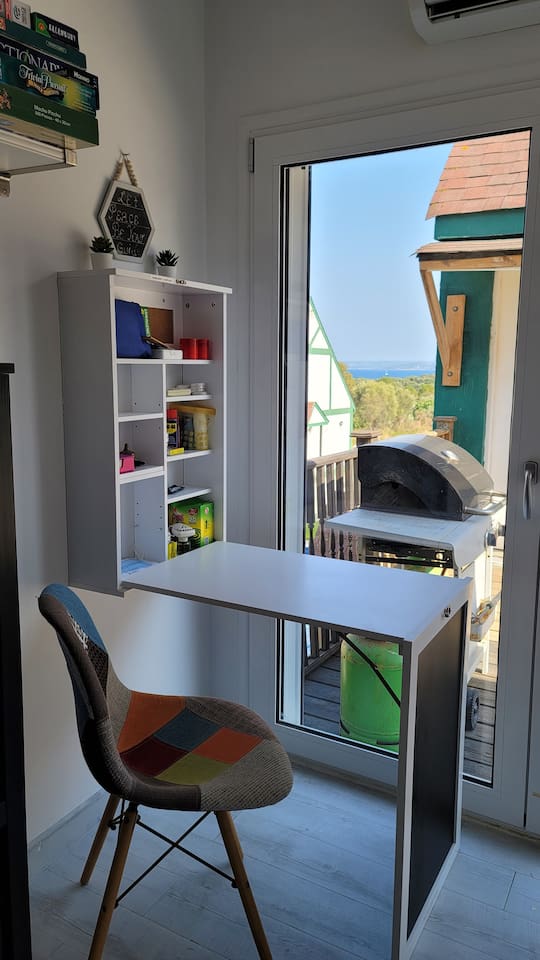 Shared workspace in the common area upstairs.