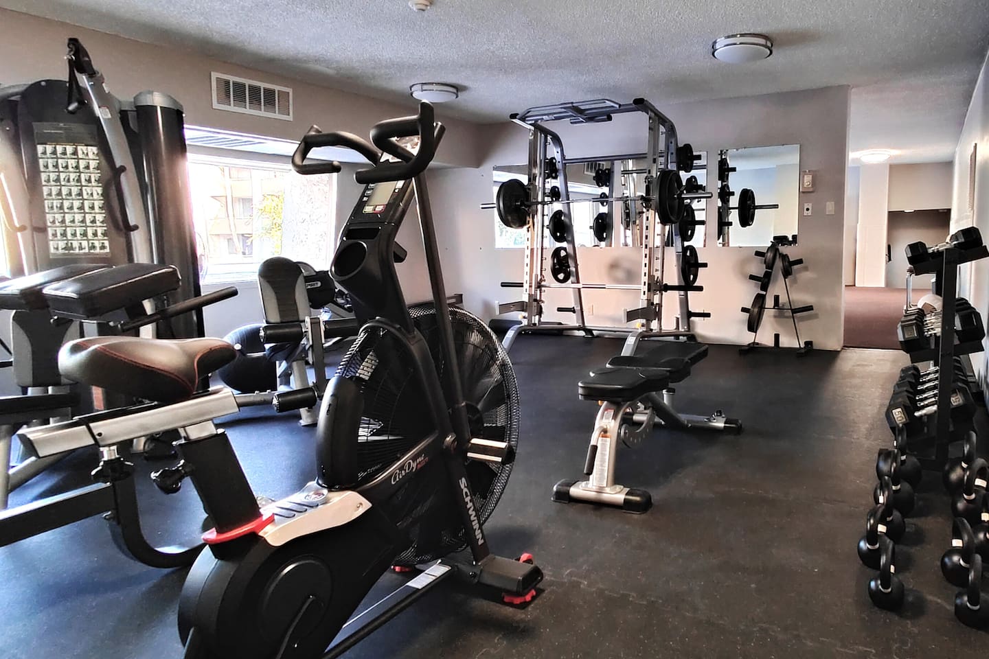 Start the day with an invigorating workout in the updated fitness center! Brand new free weights, dumbbells, and machines.