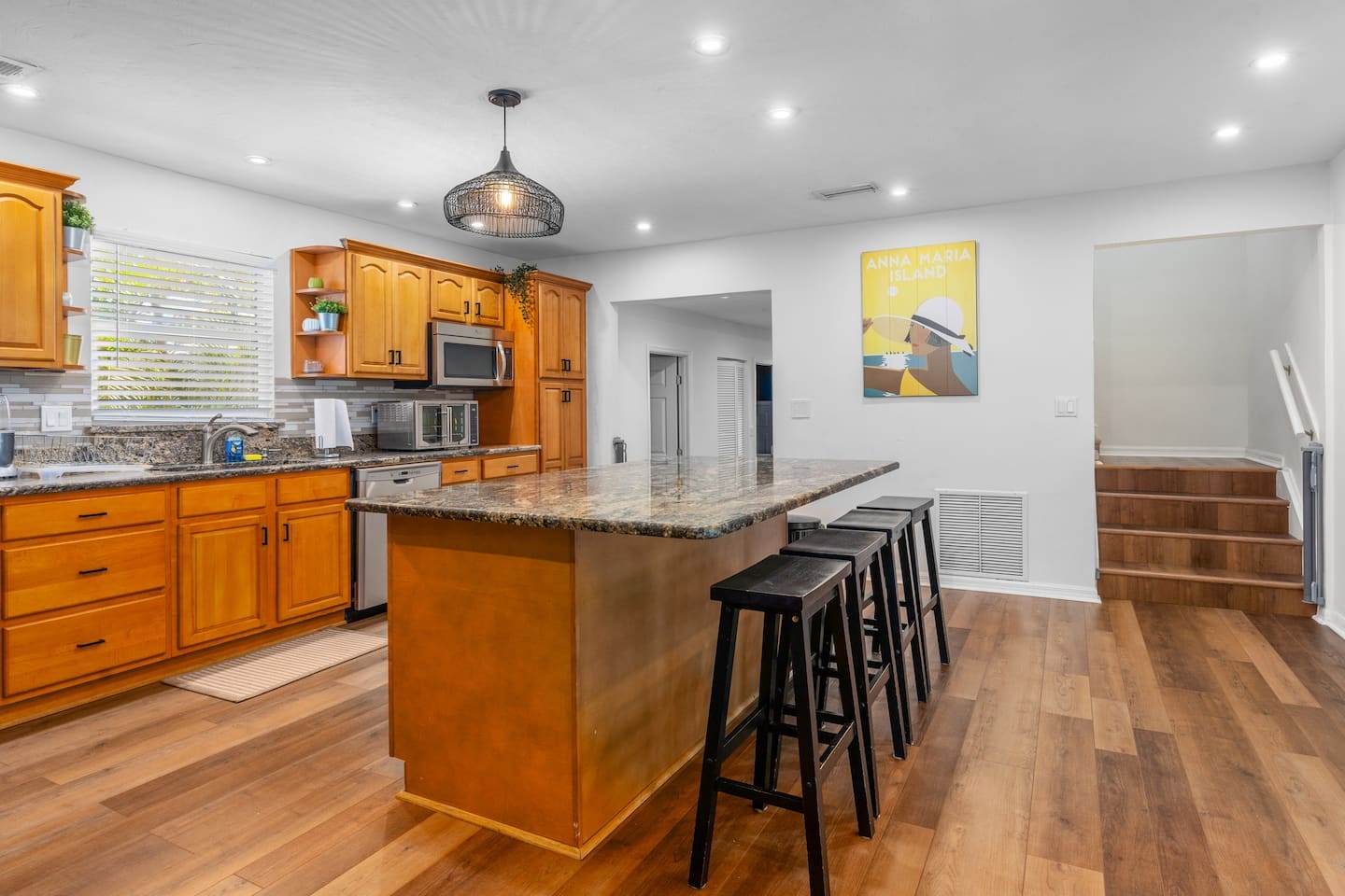 Gourmet Kitchen with Granite Counter Tops and Massive Island