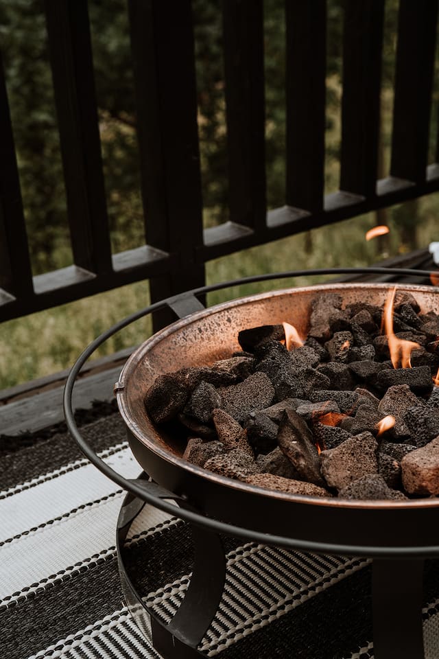 Cozy up to the fire pit on the deck