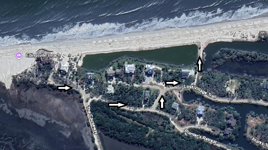 How to get to the rest of the beach via the causeway in case you rent a golf cart or just want to...