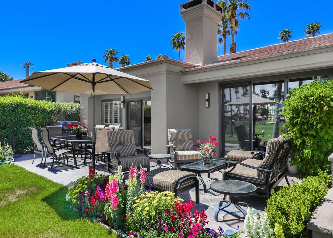 Outdoor lounging and dining area