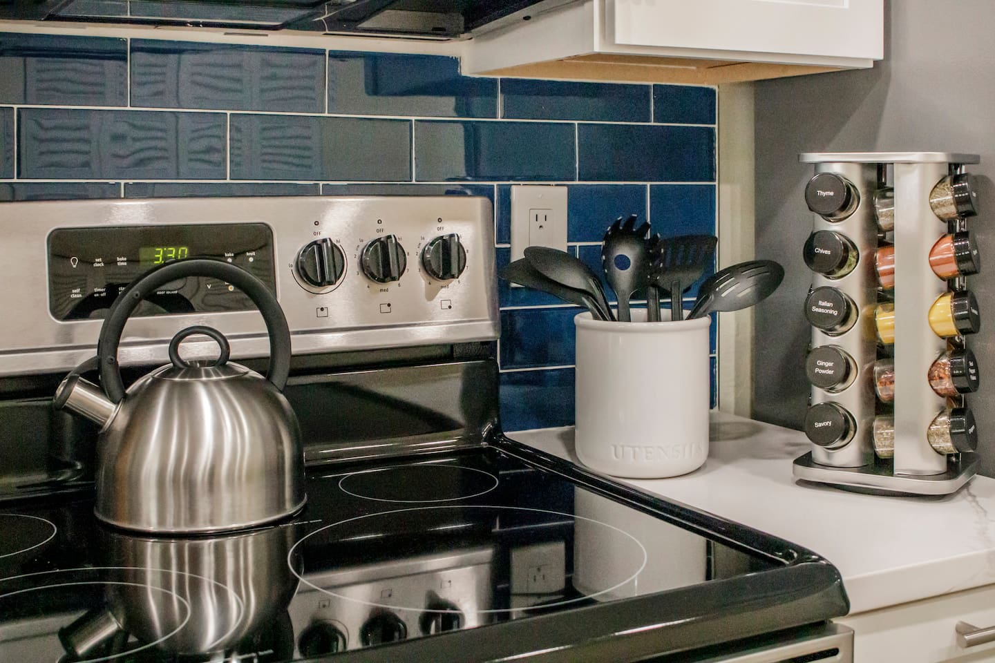 Fully stocked kitchen. 