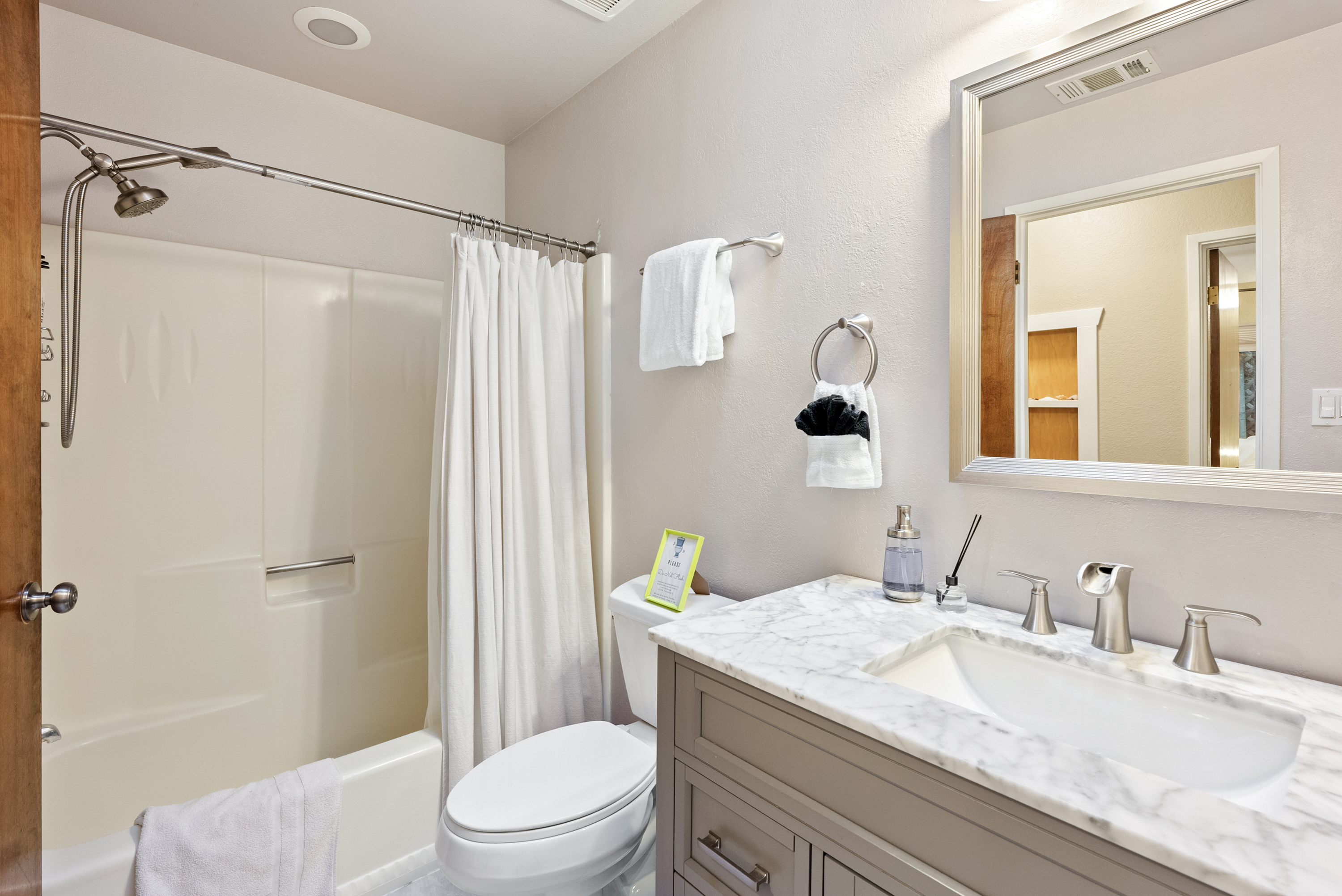 Refresh with a warm shower in this modern and well-appointed sanctuary.