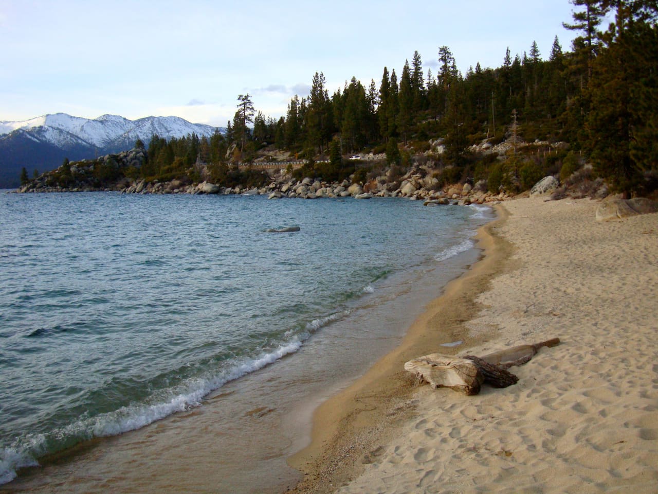 Sand Harbor, a 5-minute drive. Shuttle  available during summer.