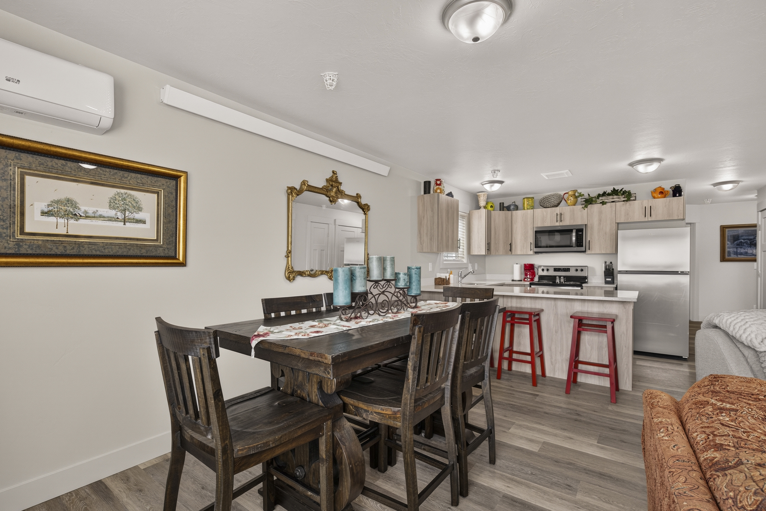 Dining area and kitchen.