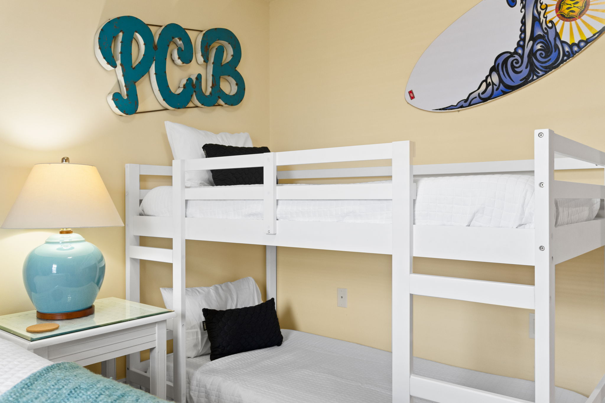 Bedroom 2 with Queen Bed and Twin Bunk Beds