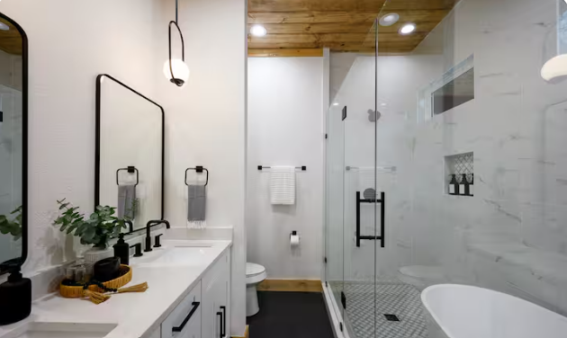 Spa-inspired bathroom with walk-in shower