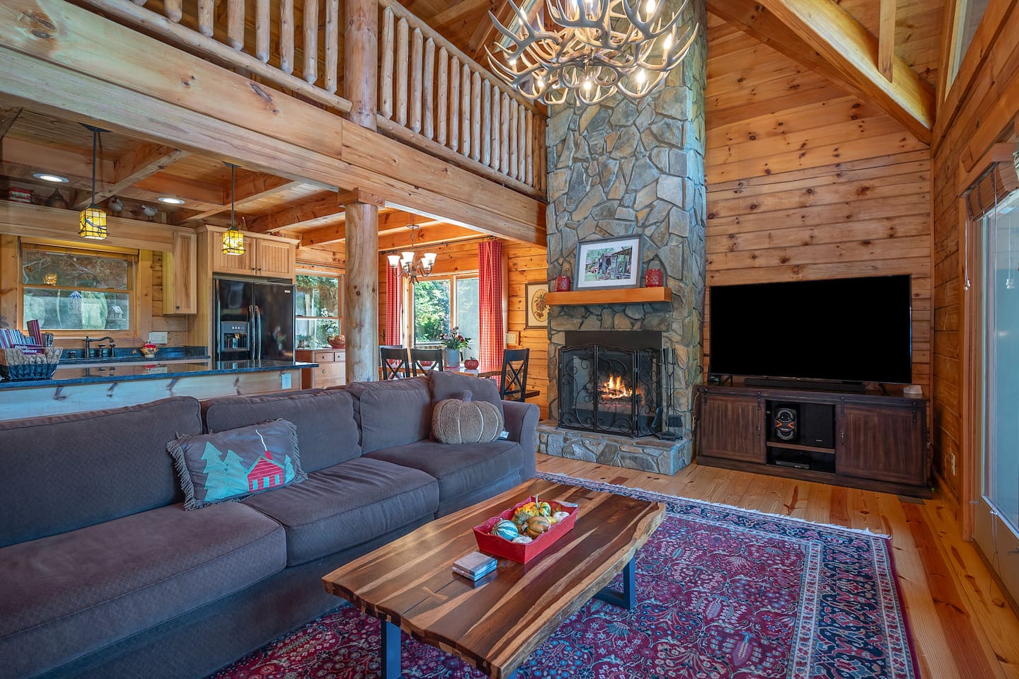 Living room and fireplace