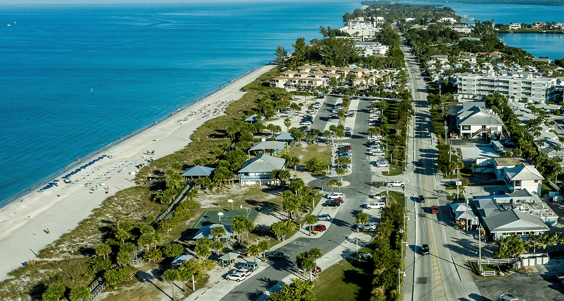 Aerial view of Englewood Beach on the Gulf Coast of Florida