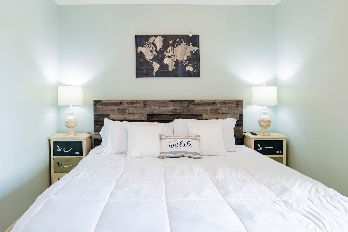 Second Bedroom complete with new King Tempurpedic mattress, easy USB plug-ins for charging on each nightstand, and brand new smart TV!