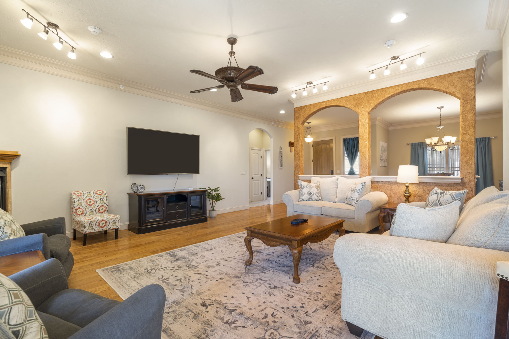 Main floor living area with view of entrance