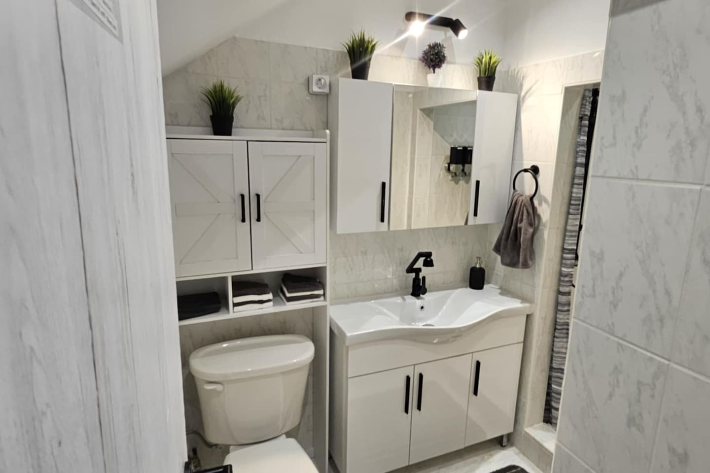 Newly updated bathroom with shower