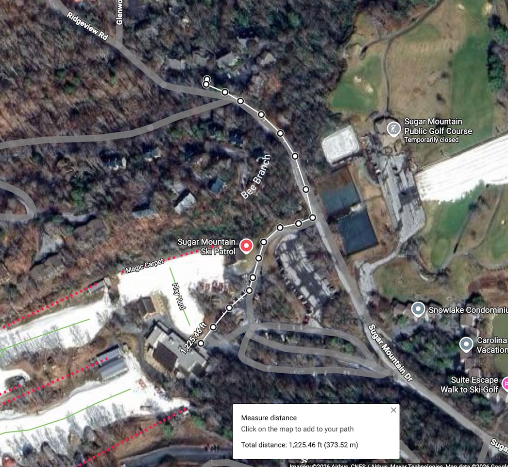 1200' from ski ticket window 