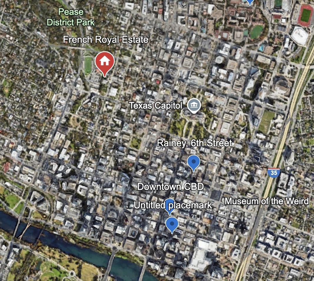 walk to Capitol, UT, 6th street, rainey street, Lake, Peace Park