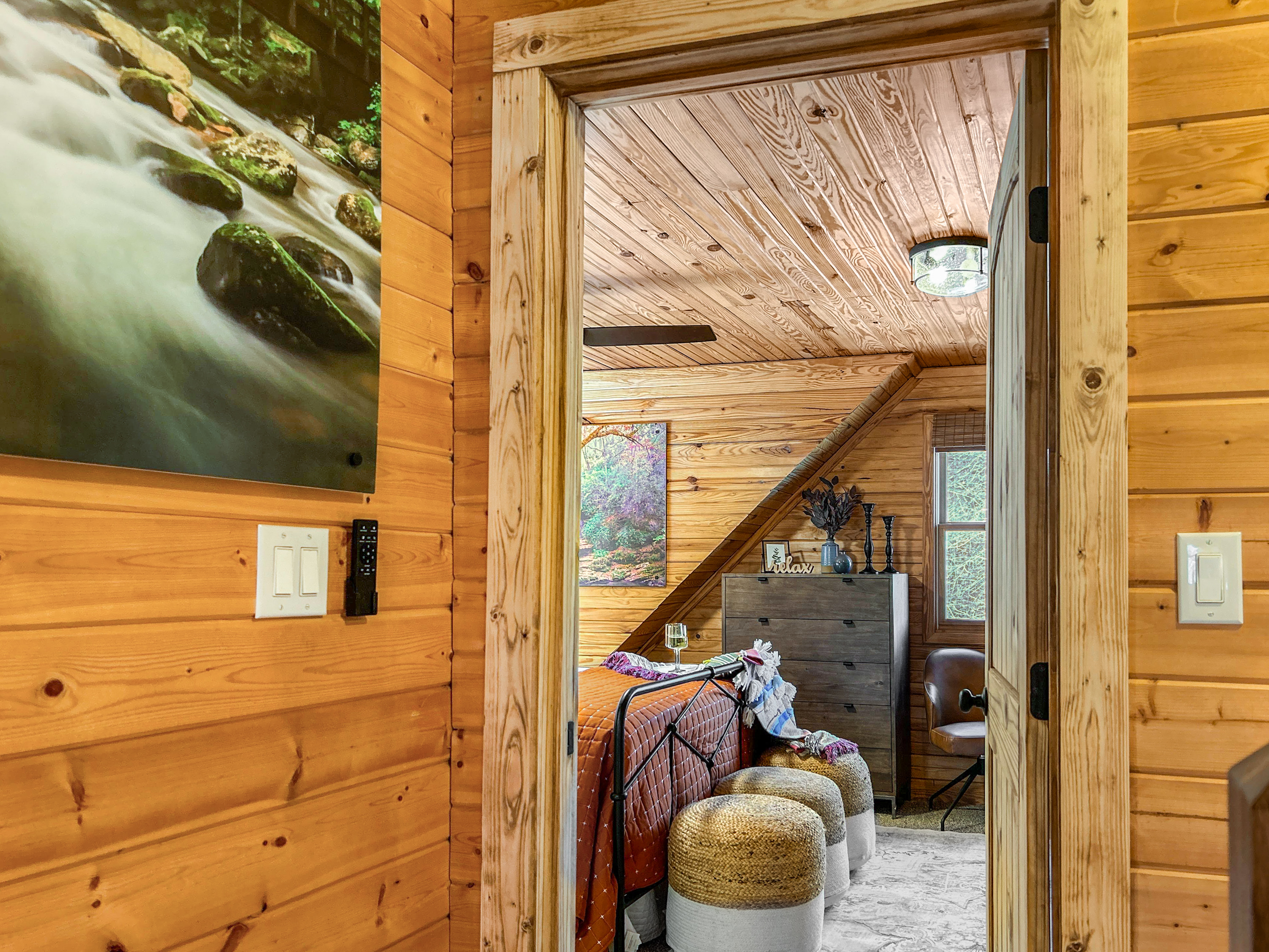 This upstairs room has the most privacy.