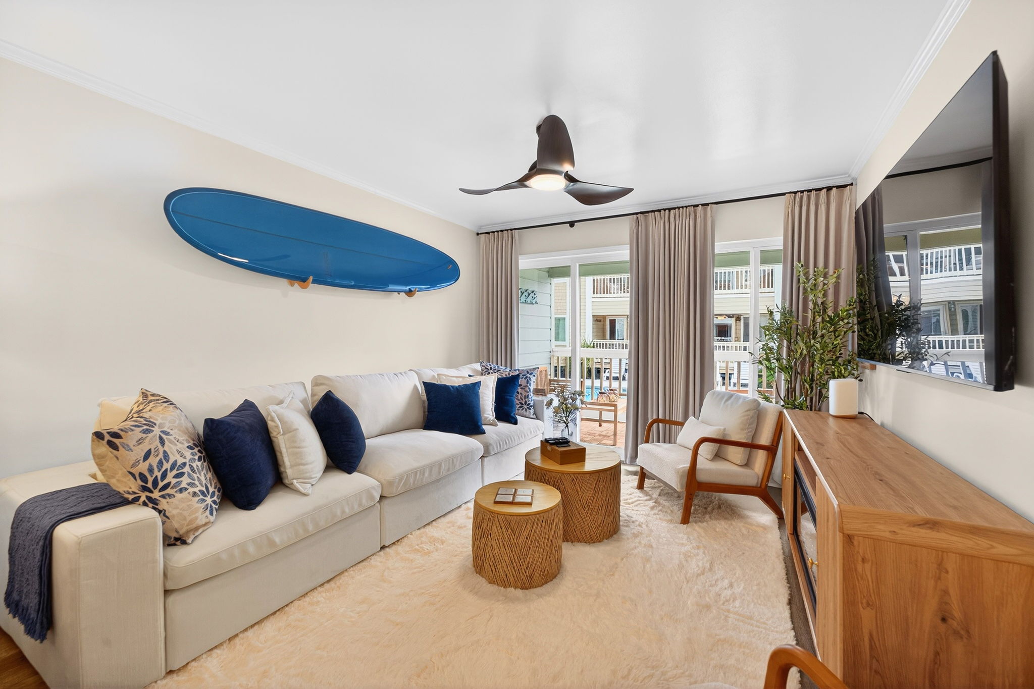 Living Room | Beach Break | IOP Escapes Vacation Rentals | 1400 Ocean Blvd 106B, Isle of Palms SC
