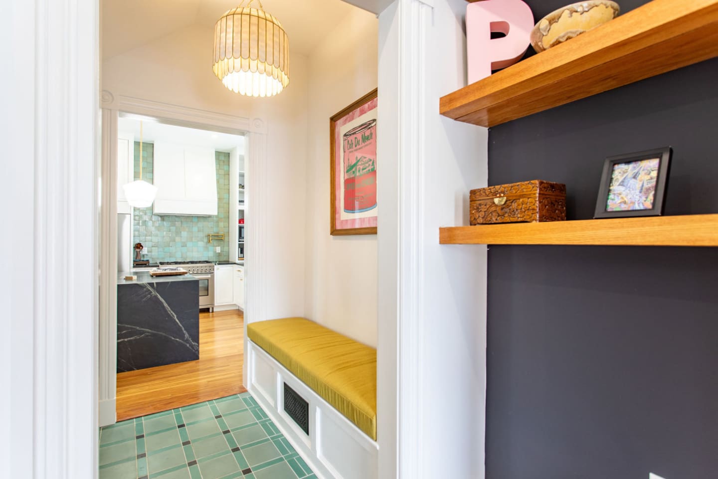 A well-designed dining area with easy access to the kitchen, creating a seamless flow between the two spaces for convenient dining and meal prep.