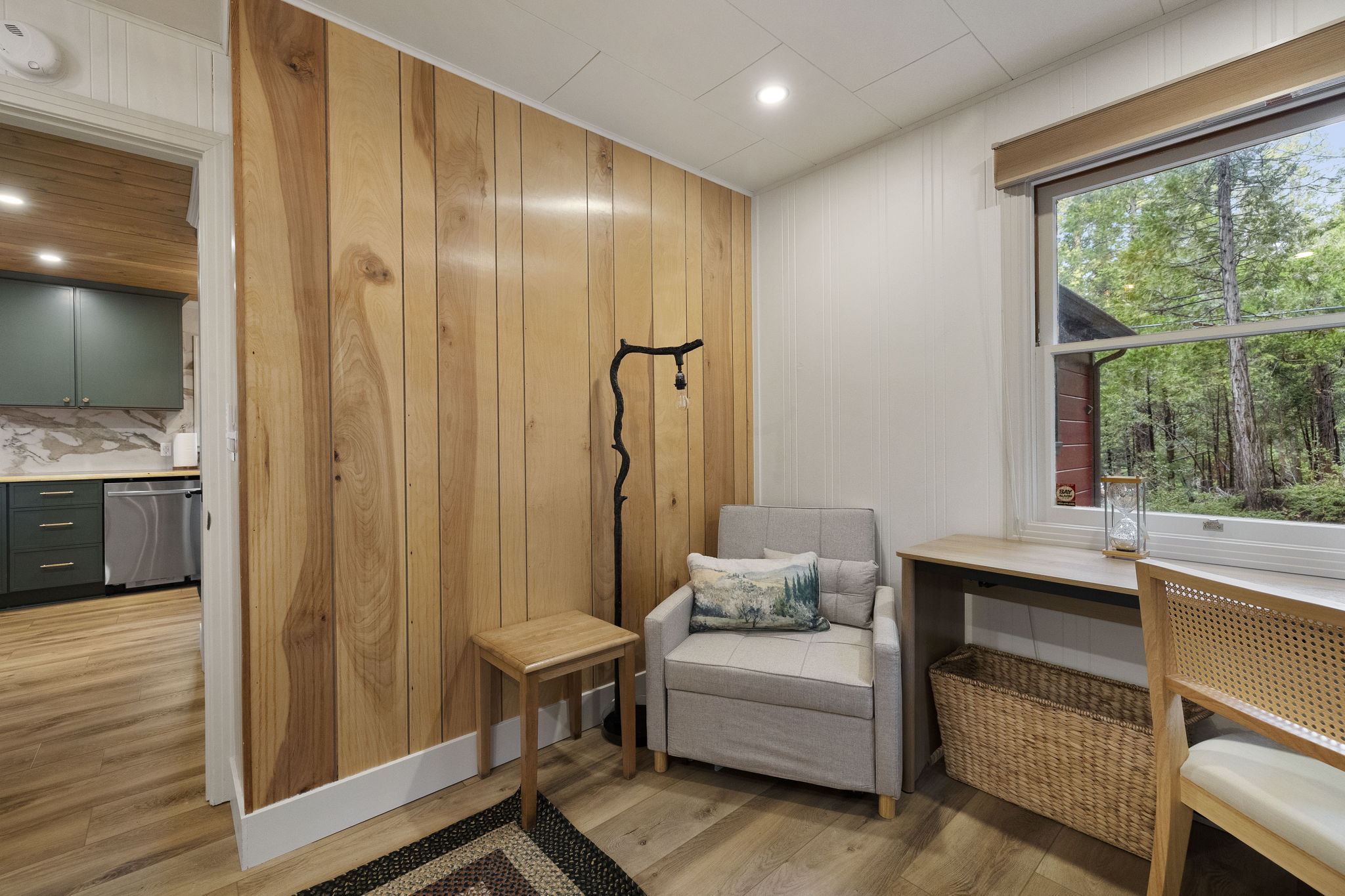 Relax or read in the chair in the master bedroom or pull it out for a child sleeping spot. 