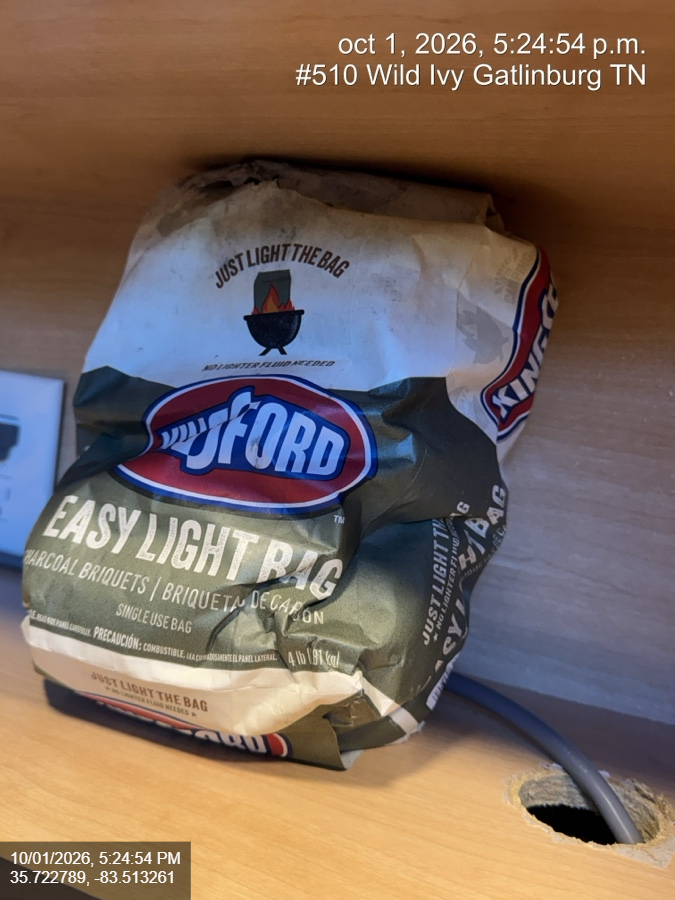 A starter bag of charcoal for the grill is provided