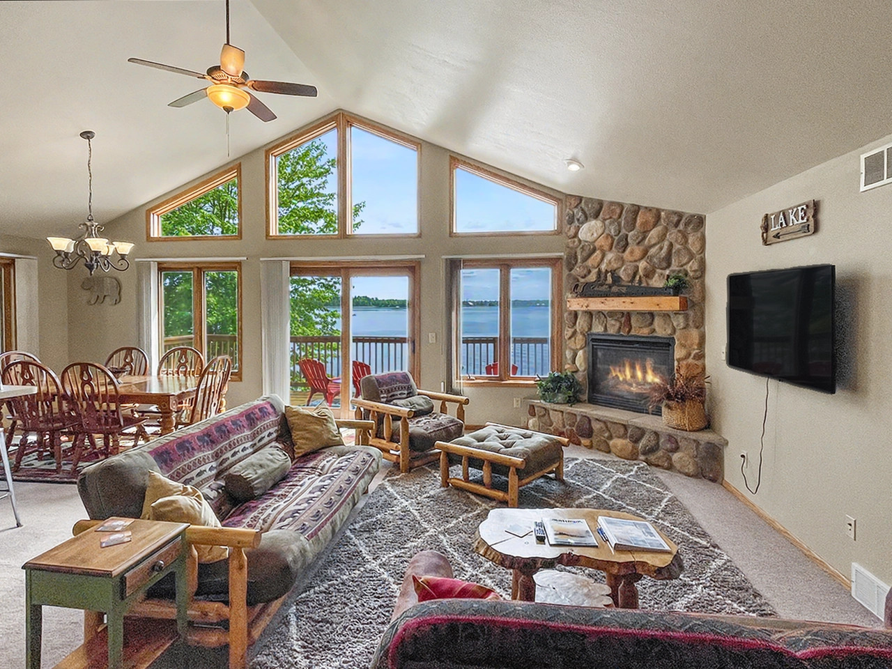 Living Room - Lower Level Great Room with Lake Views