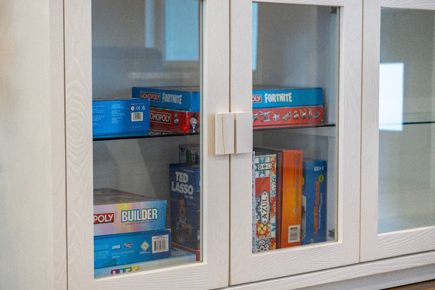 Fully stocked with board games—perfect for family fun, game nights, and staying in
