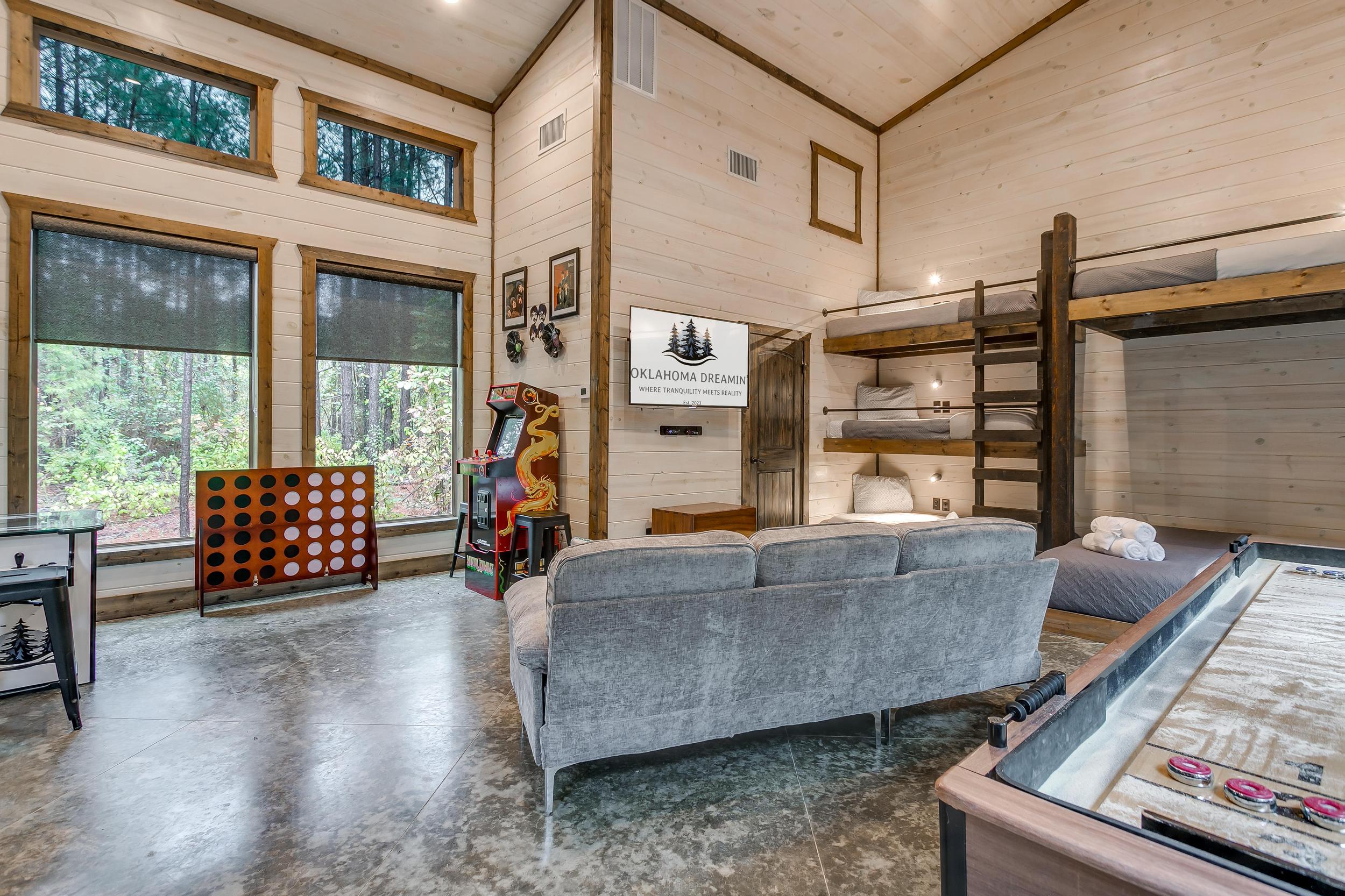 Bunk house with various games