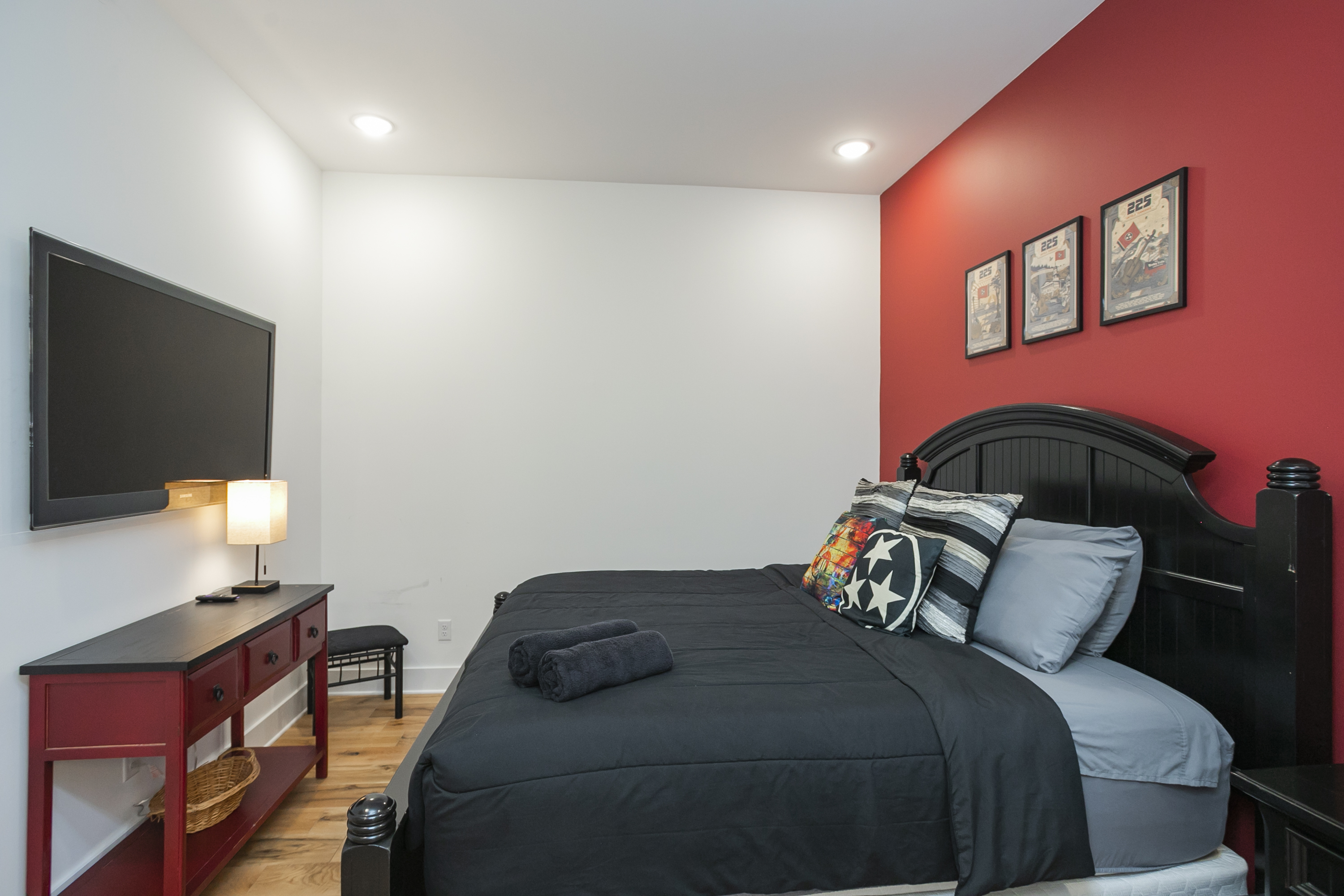 Welcome to The Capital Room. Enjoy the big screen SMART TV for late night movie time.