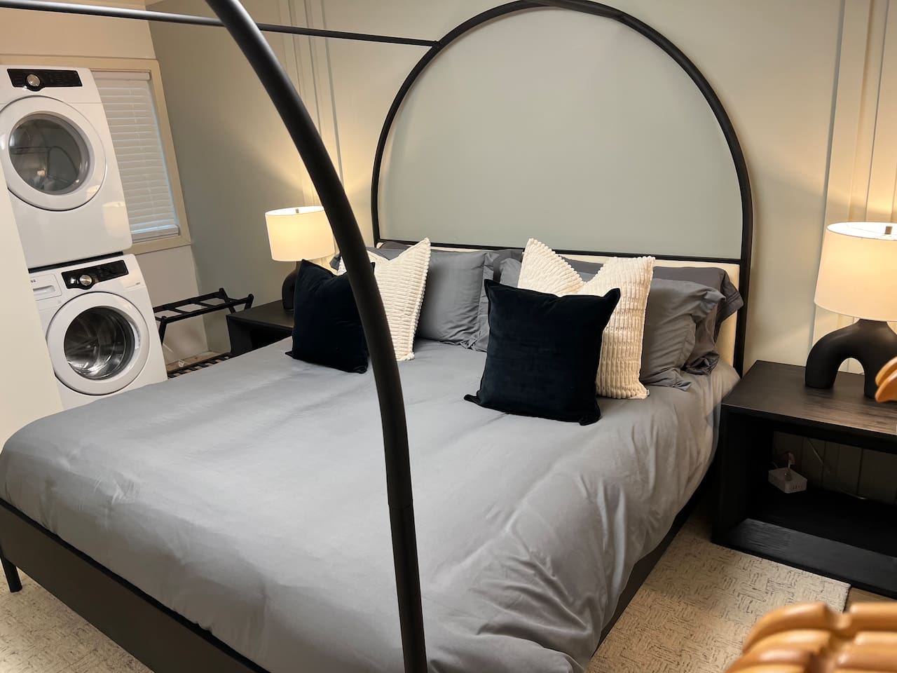 This room is furnished with a king bed.