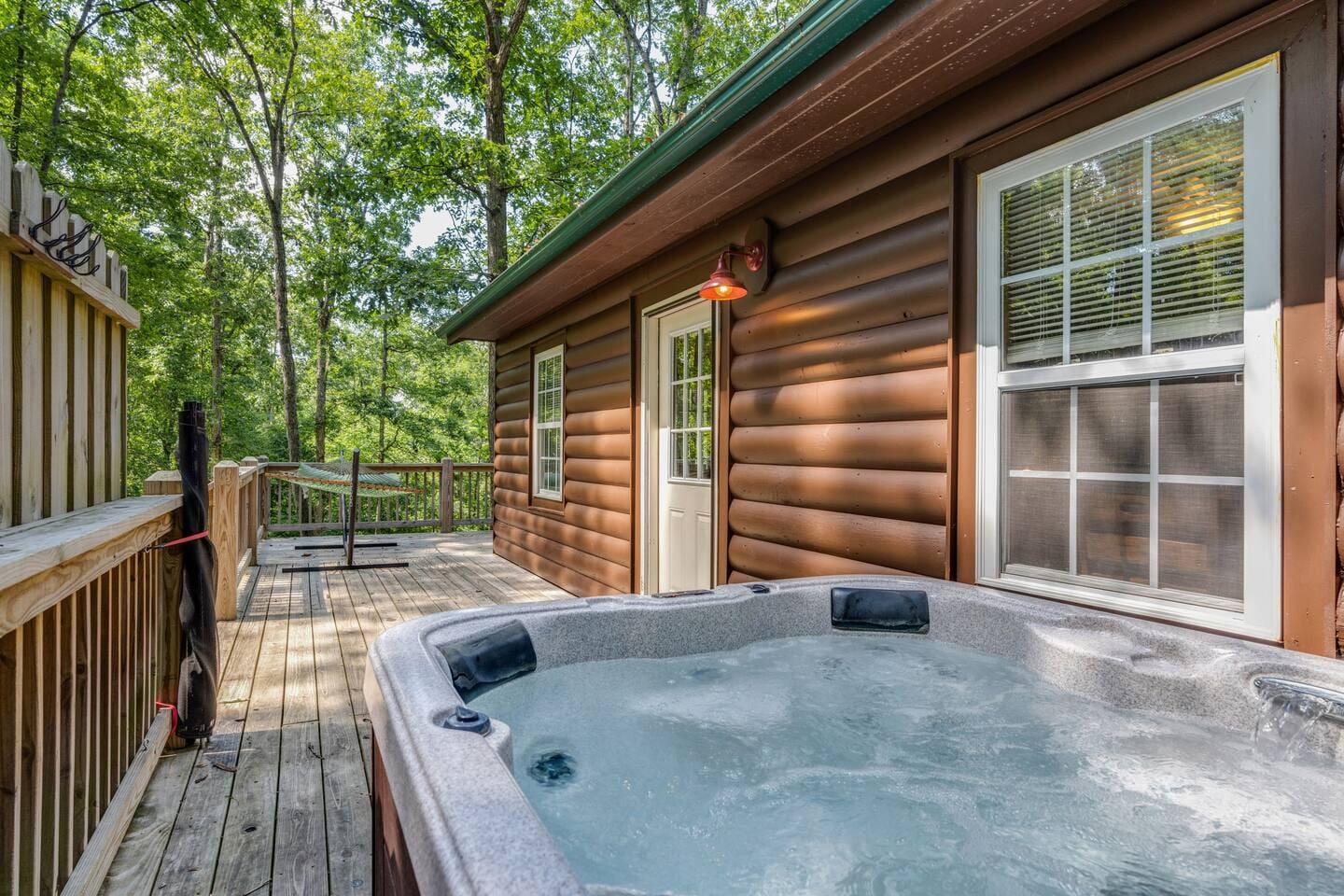Hot tub on open porch