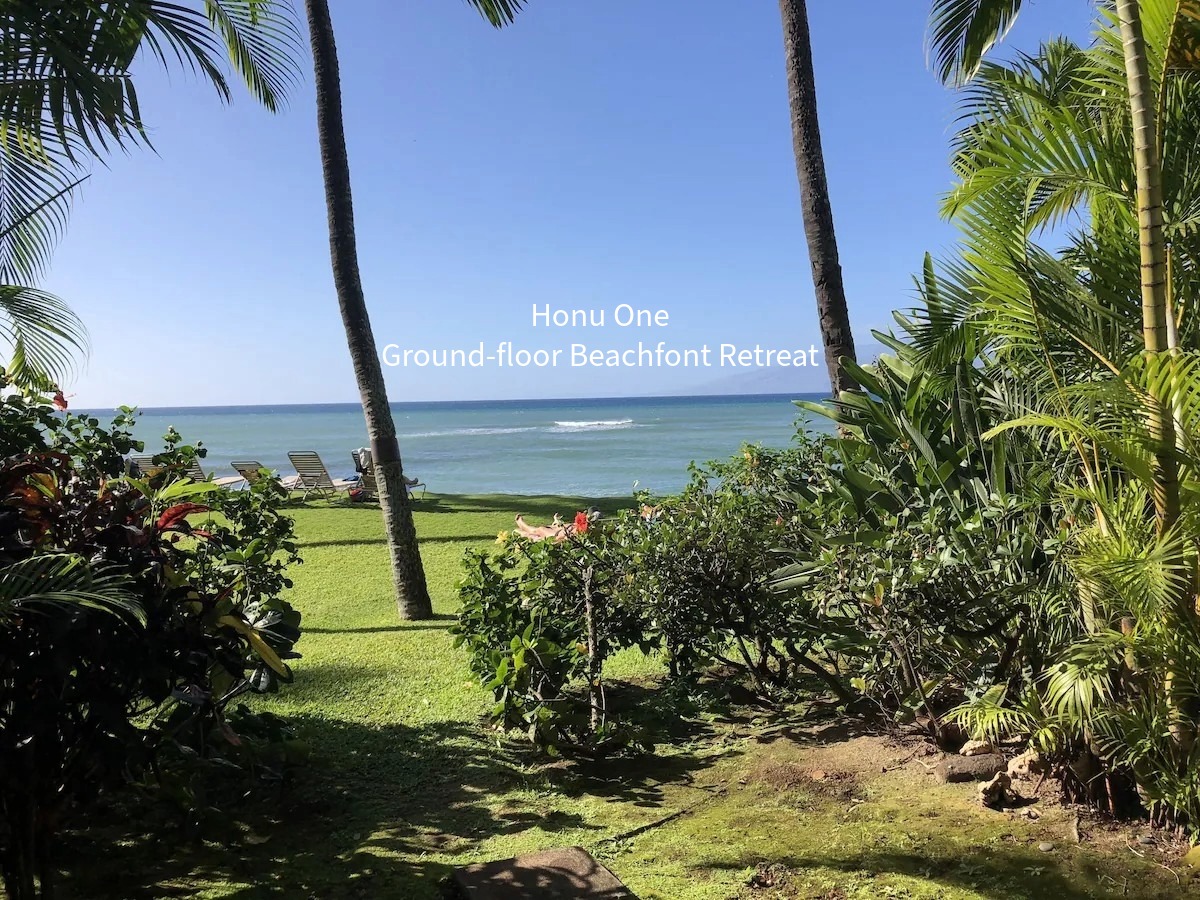 Our sister unit Honu One and the Hale Mahina, walk out to the beach