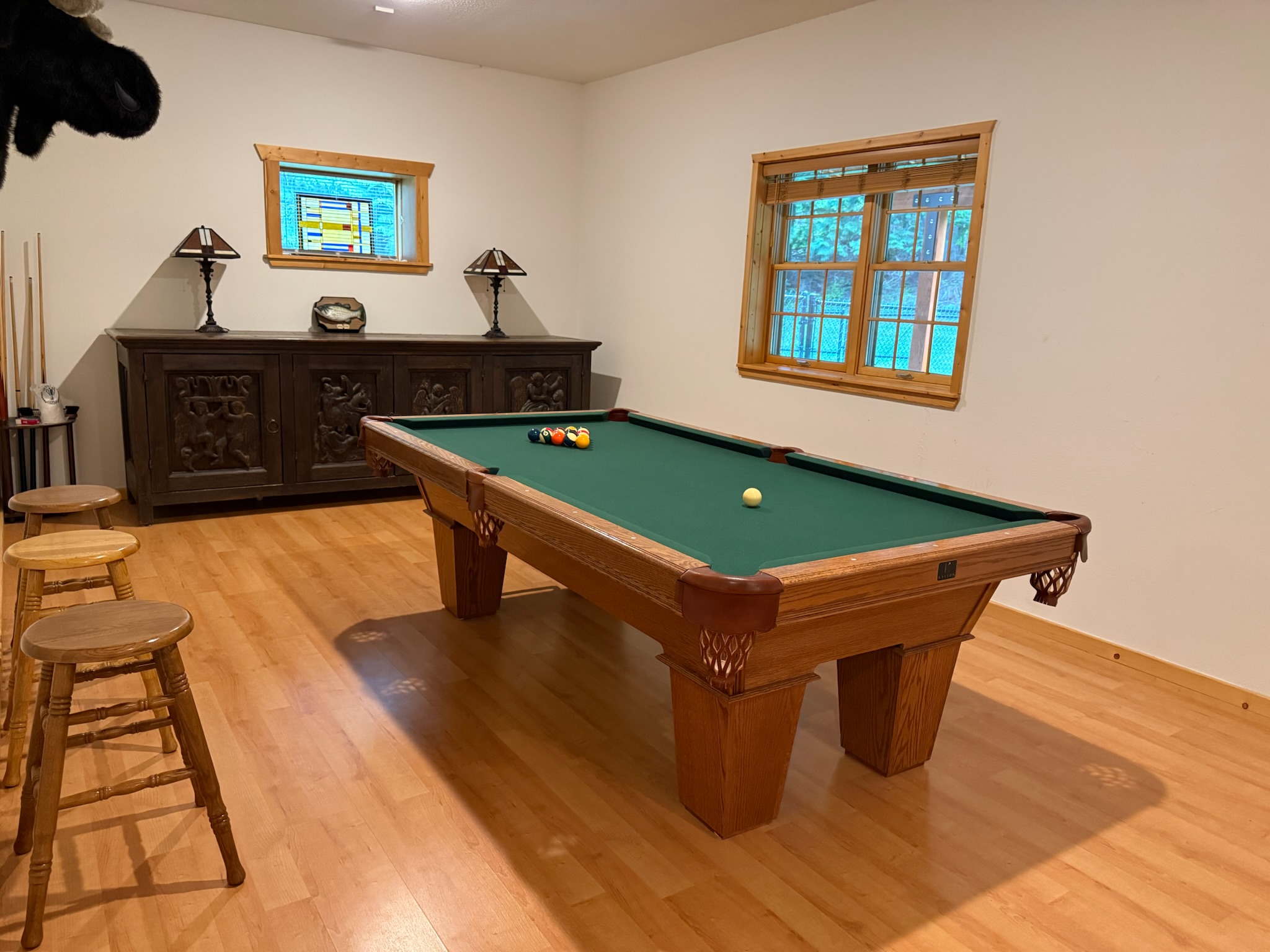 Pool table room located downstairs