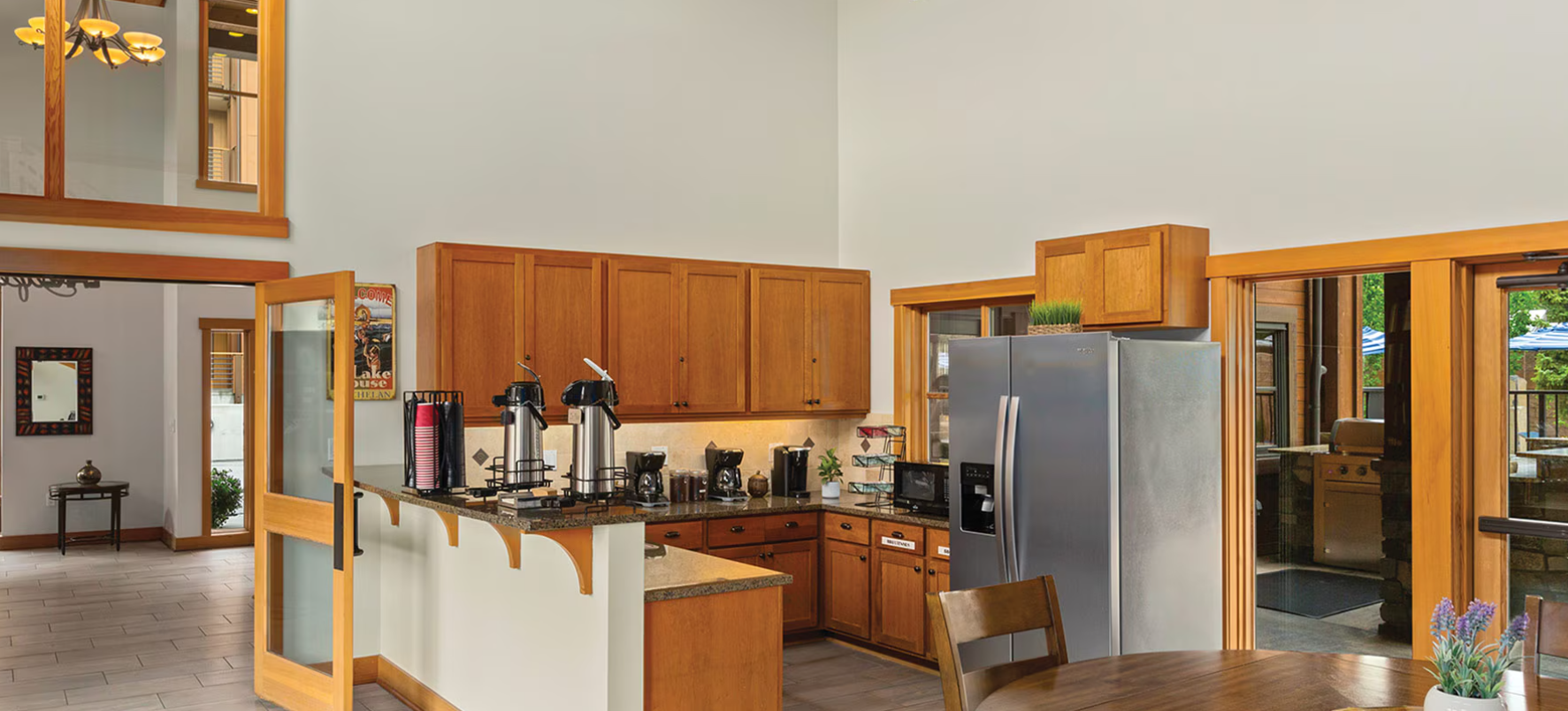 Front lobby kitchen area with coffee