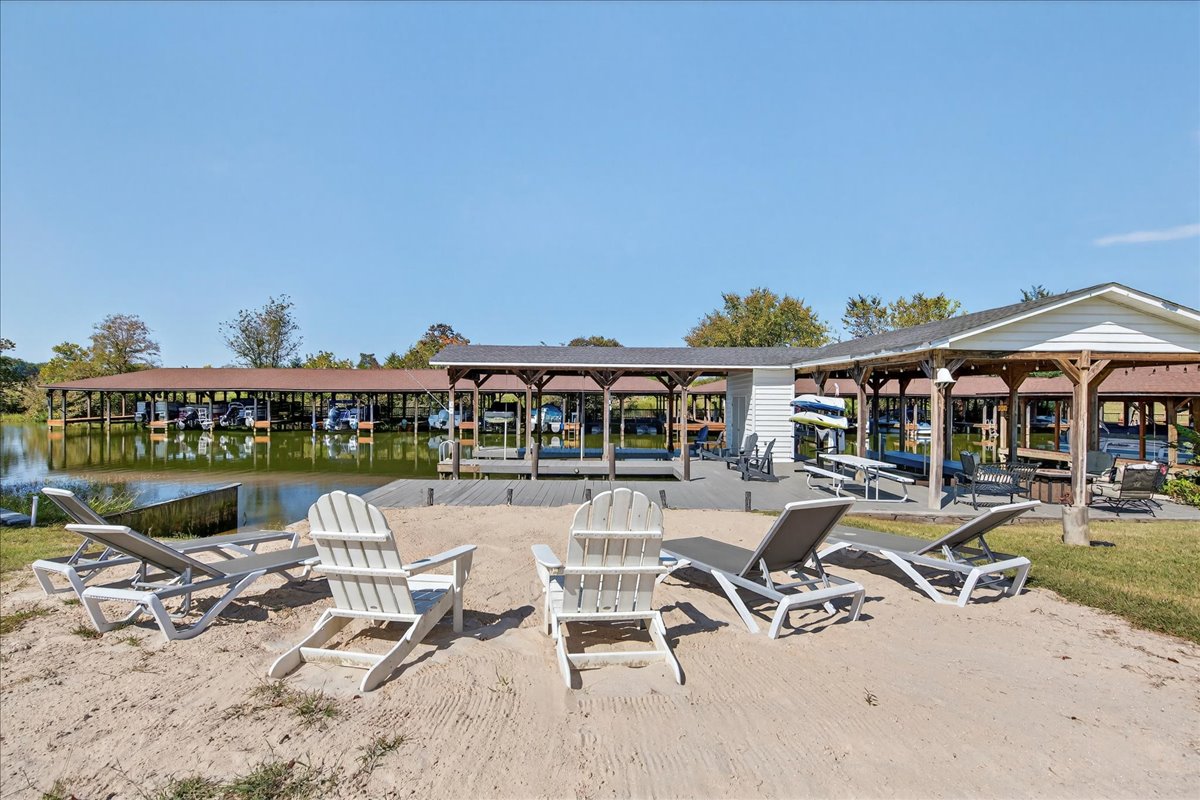 Sandy shoreline for lounging and play.