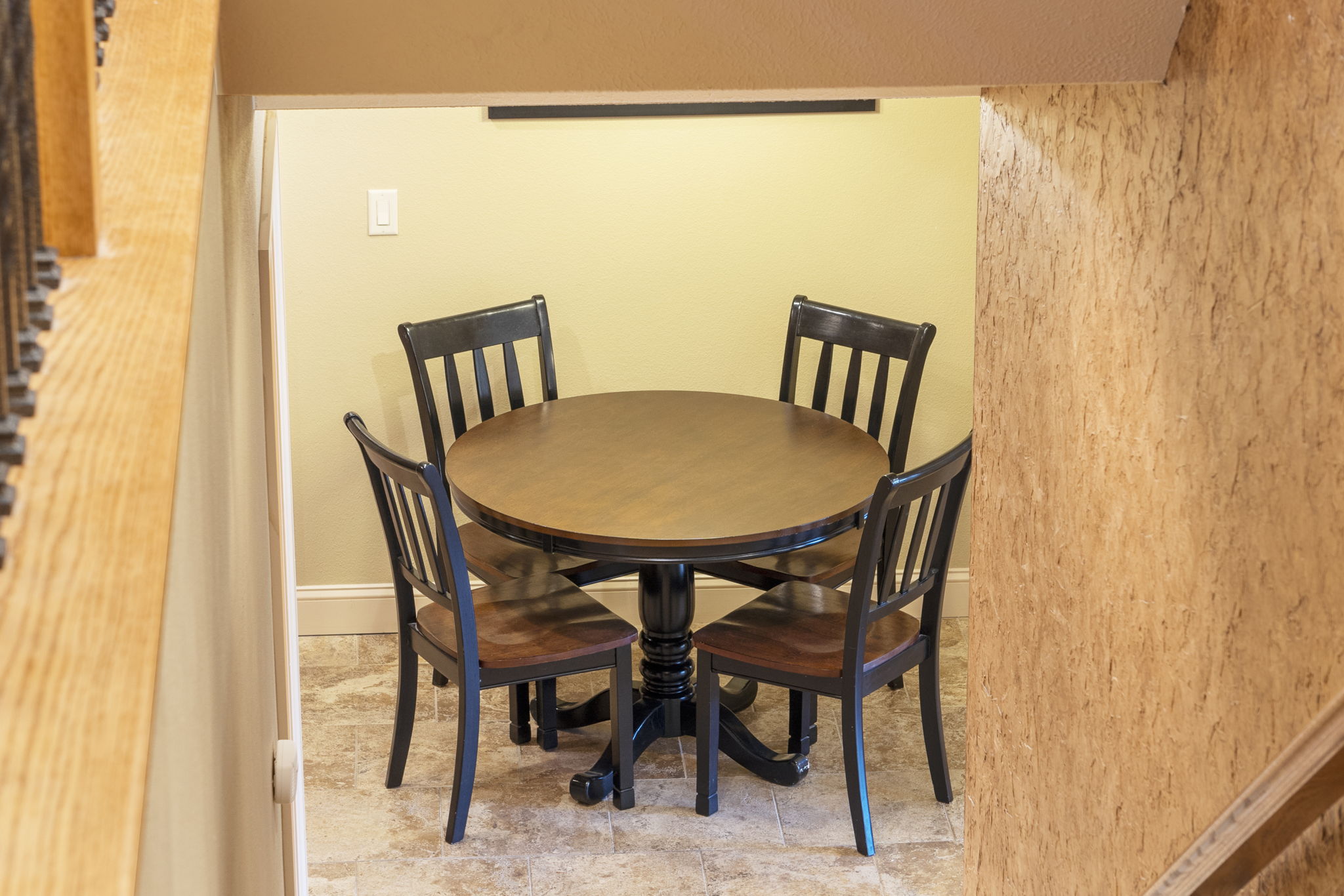 Lower level kitchenette seating
