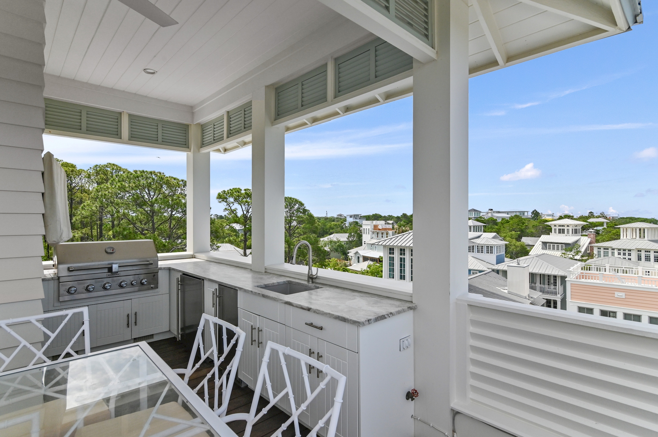 Outdoor refrigerator and sink.  Please note the grill is disabled for safety.